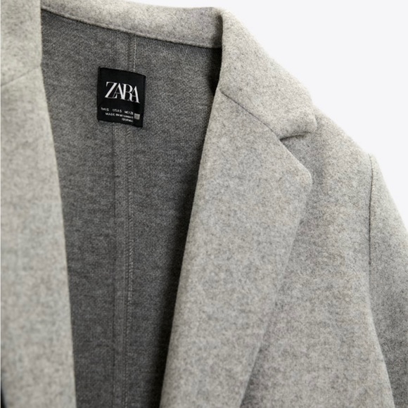Zara | Grey Marl Lapel Coat Size L - Picture 4 of 10